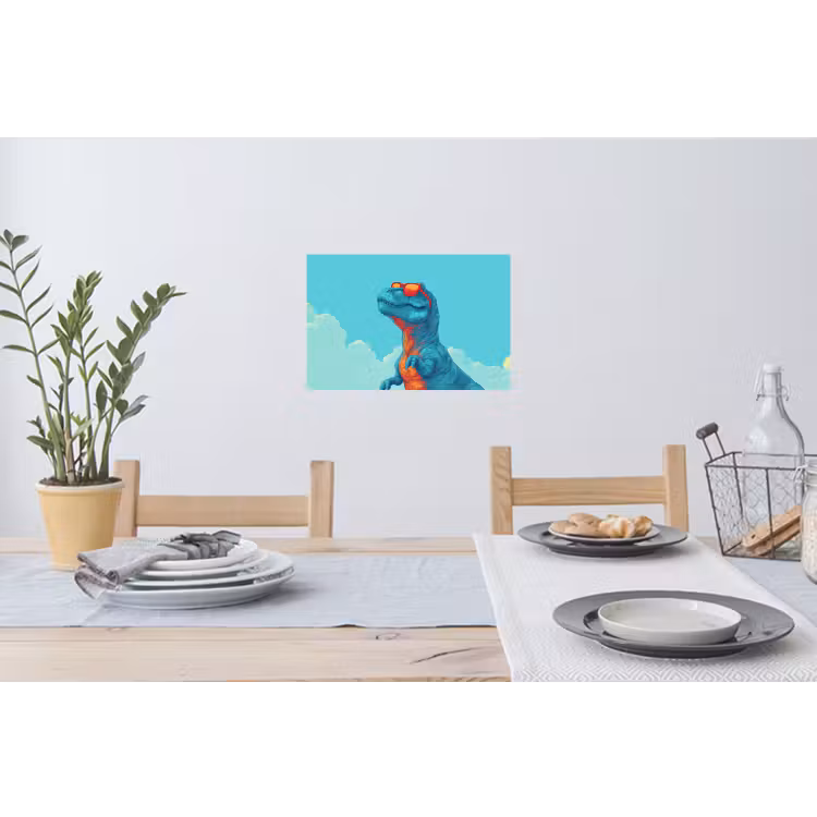 Muursticker - T-Rex - Blauw - Wolken - Zonnebril — 3
