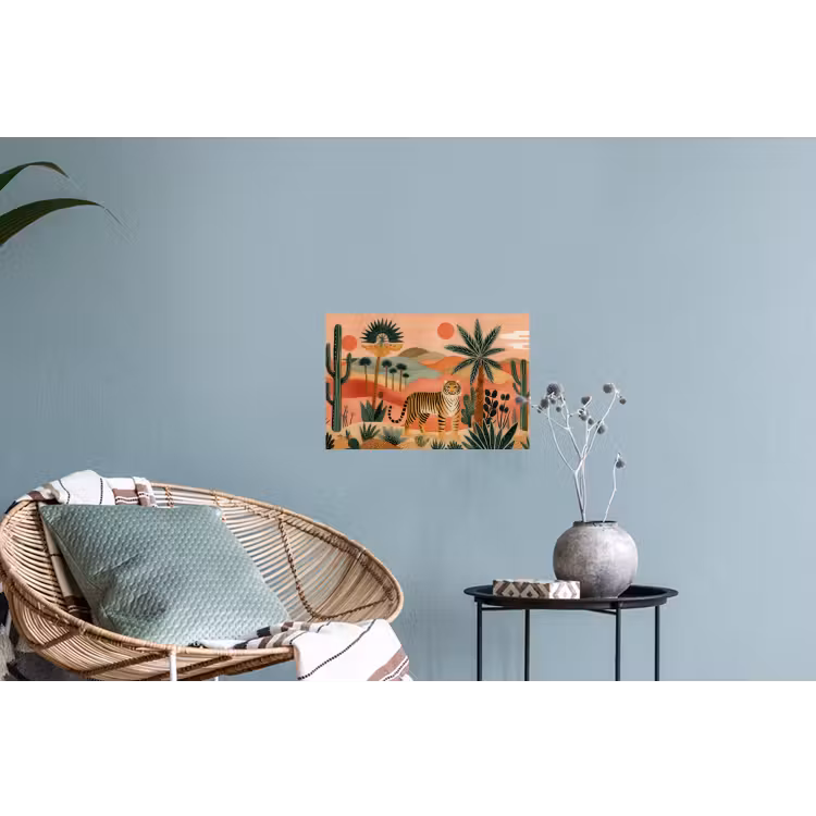 Muursticker - Tijger - Kleurrijk - Palmen - Cactus — 4