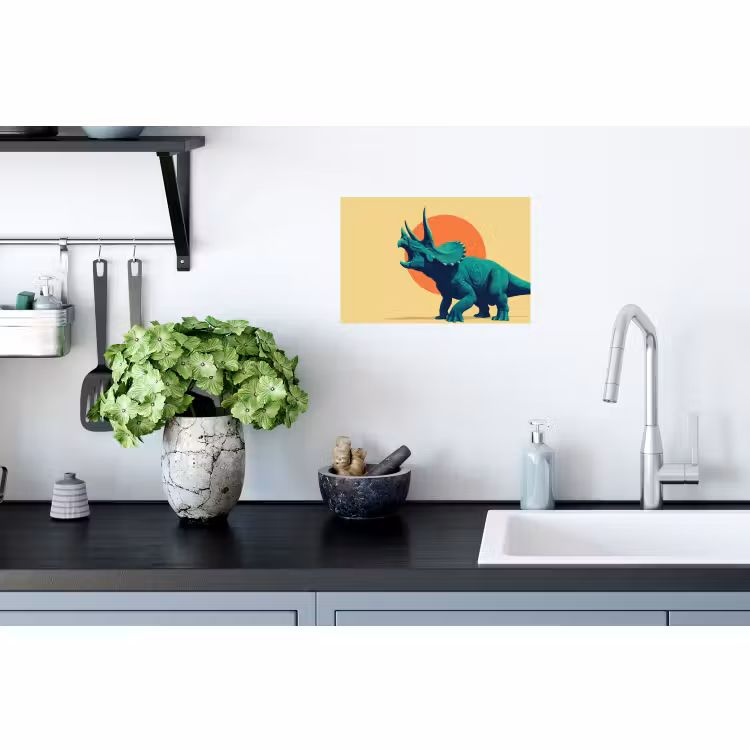Muursticker - Triceratops - Cirkel - Oranje - Hoorns — 2