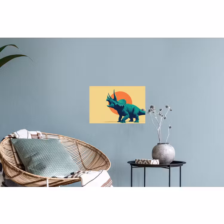 Muursticker - Triceratops - Cirkel - Oranje - Hoorns — 4