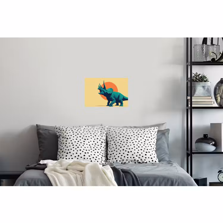 Muursticker - Triceratops - Cirkel - Oranje - Hoorns — 5