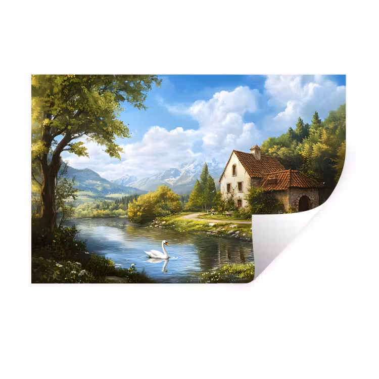 Muursticker - Zwaan - Bomen - Rust — 1