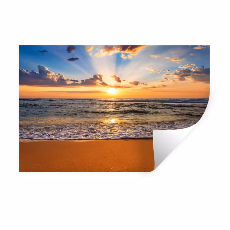 Muursticker - Strand - Zonsondergang - Zee - Wolken - Horizon — 1