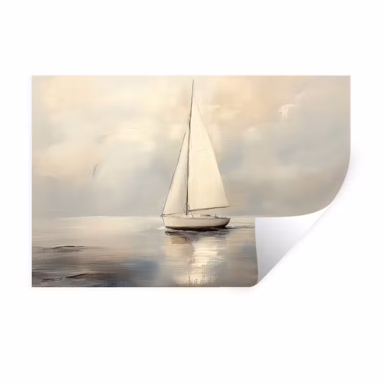 Muursticker - Zeilschip - Zee - Bewolkt — 1