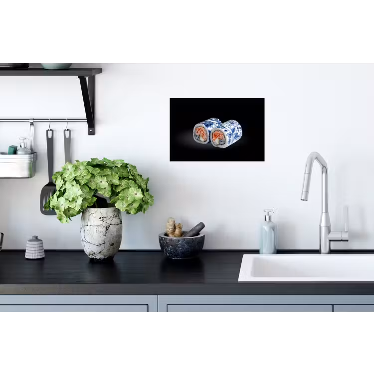 Muursticker - Sushi - Delfts blauw - Rijst - Vis - Elegant — 2