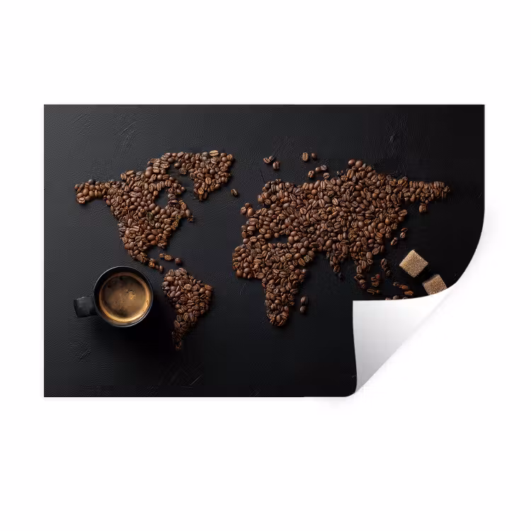 Muursticker - Wereldkaart - Espresso - Zwart — 1