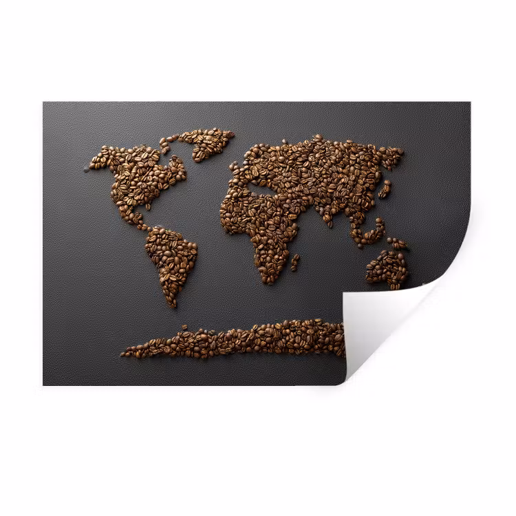 Muursticker - Wereldkaart - Koffie - Grijs — 1
