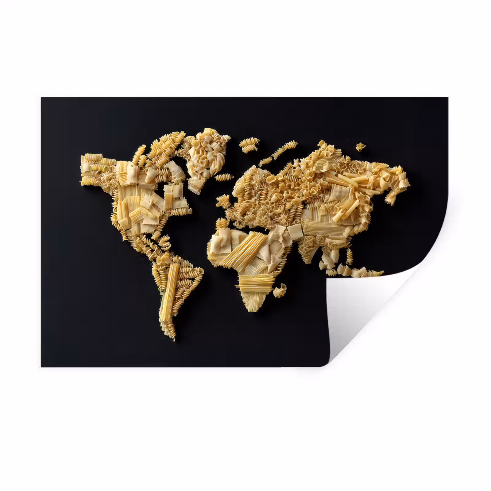Muursticker - Wereldkaart - Pasta - Zwart — 1