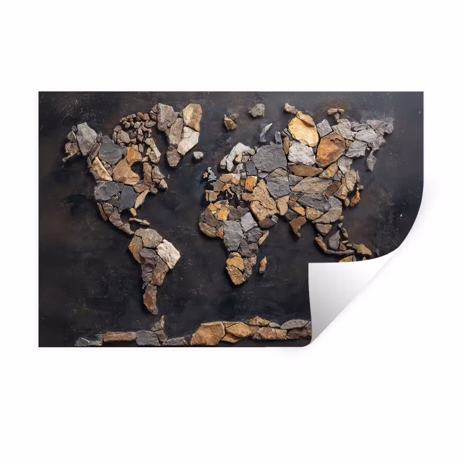 Muursticker - Wereldkaart - Stenen - Realistisch — 1