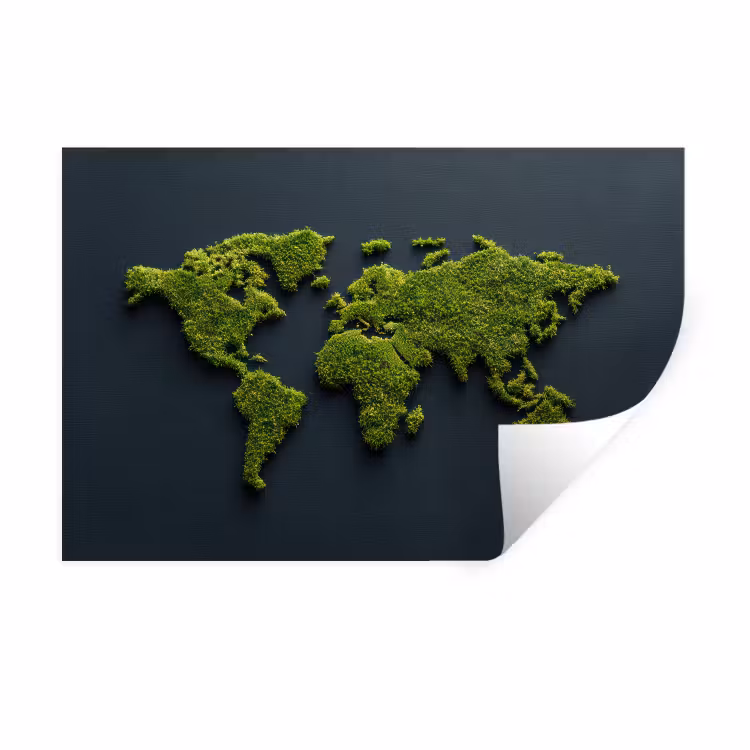 Muursticker - Wereldkaart - Mos -Levendig effect — 1