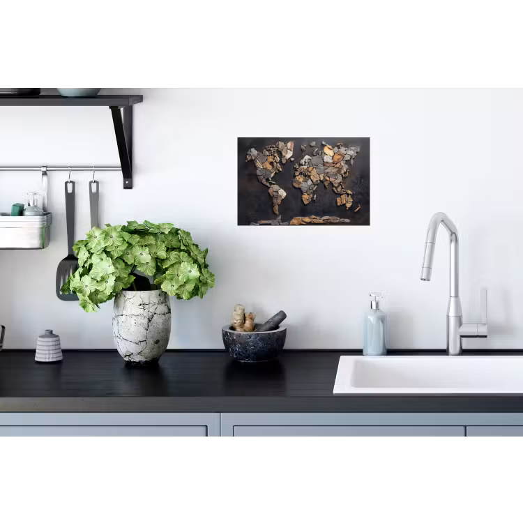 Muursticker - Wereldkaart - Stenen - Realistisch — 2
