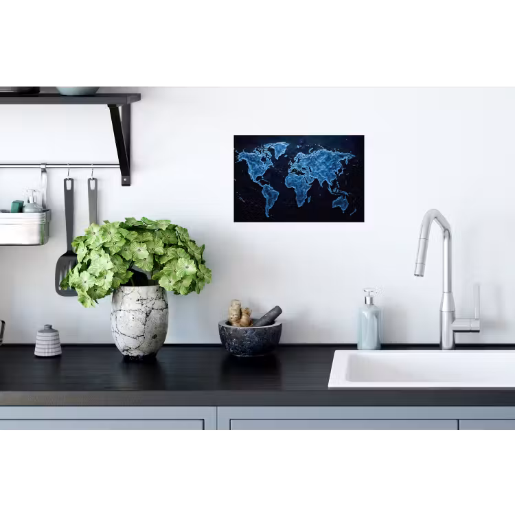 Muursticker - Wereldkaart - Waterstructuur - Blauw — 2