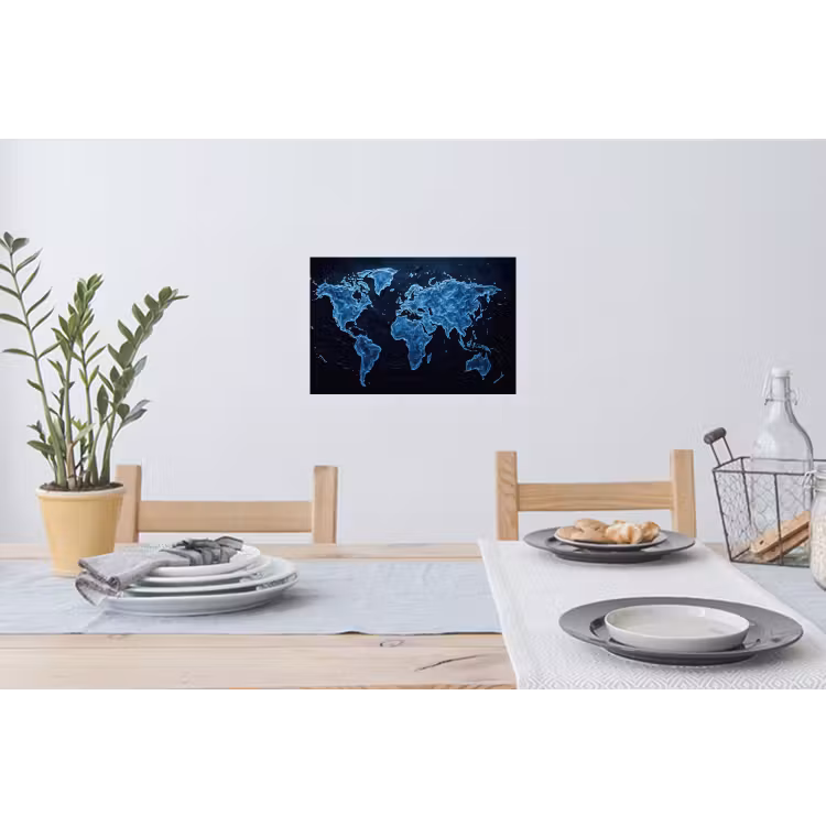 Muursticker - Wereldkaart - Waterstructuur - Blauw — 3