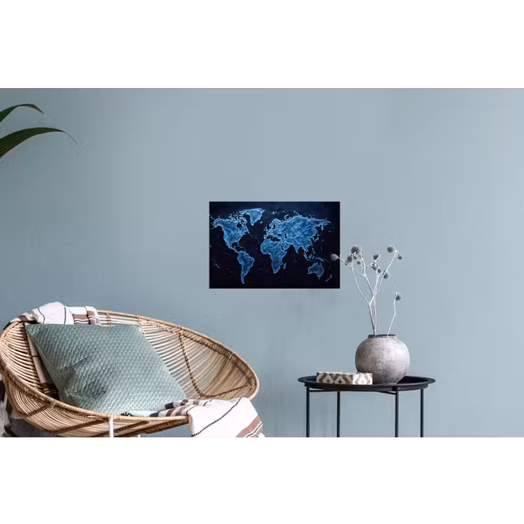 Muursticker - Wereldkaart - Waterstructuur - Blauw — 4