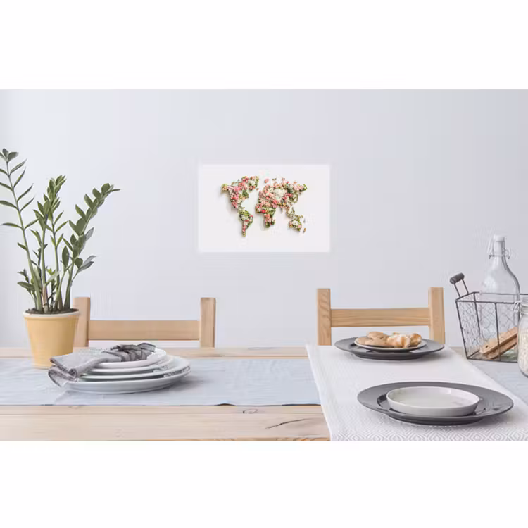 Muursticker - Wereldkaart - Bloemen - Subtiel — 3