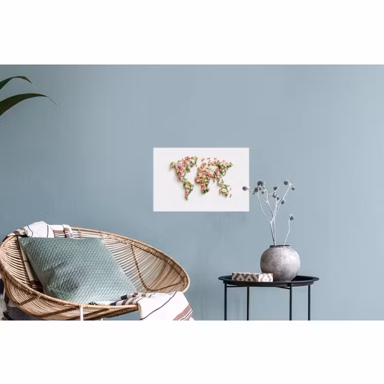 Muursticker - Wereldkaart - Bloemen - Subtiel — 4