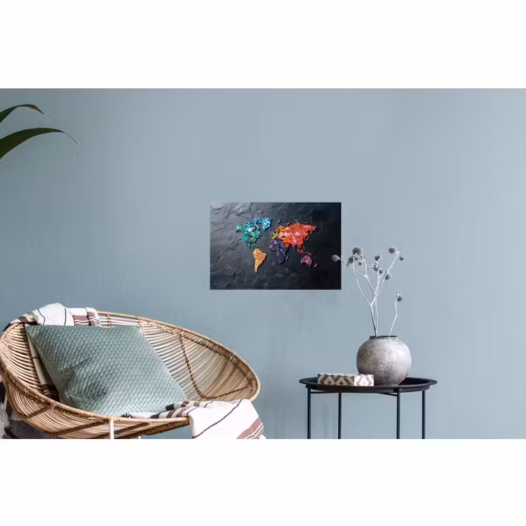 Muursticker - Wereldkaart - Edelstenen - Regenboog - Ruw — 4