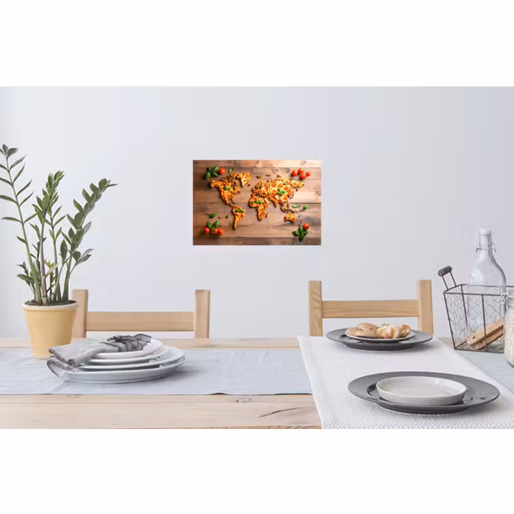 Muursticker - Wereldkaart - Pizza - Houten ondergrond — 3