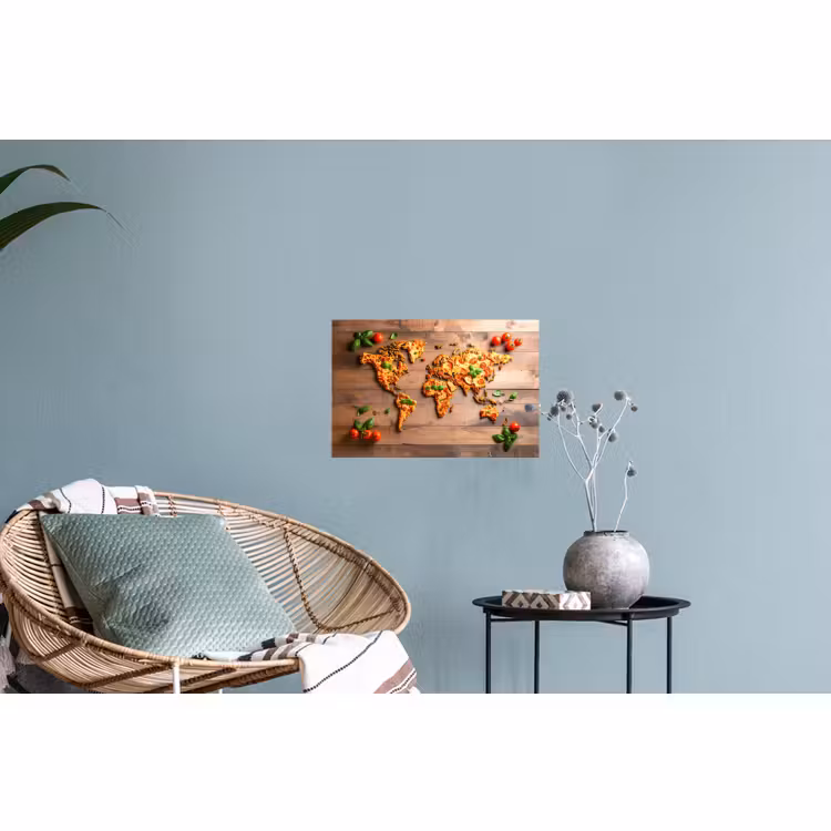 Muursticker - Wereldkaart - Pizza - Houten ondergrond — 4