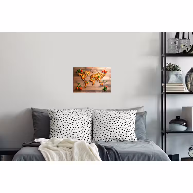 Muursticker - Wereldkaart - Pizza - Houten ondergrond — 5