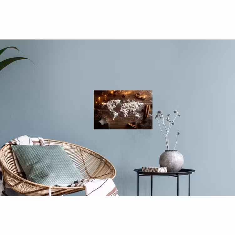 Muursticker - Wereldkaart - Poedersuiker - Hout — 4