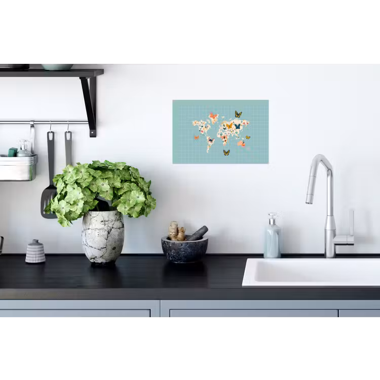 Muursticker - Wereldkaart - Vlinders - Dromerig — 2