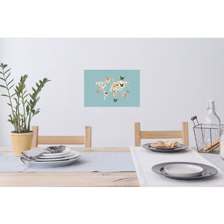 Muursticker - Wereldkaart - Vlinders - Dromerig — 3