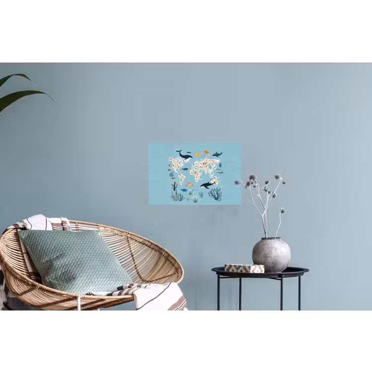 Muursticker - Wereldkaart - Zeeleven - Blauw — 4