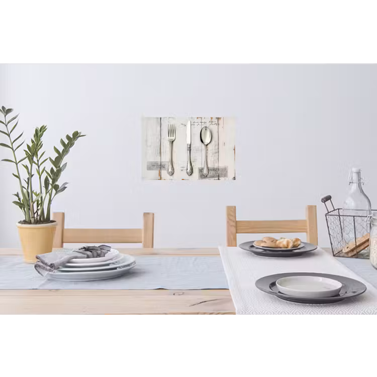 Muursticker - Zilver - Bestek - Hout — 3