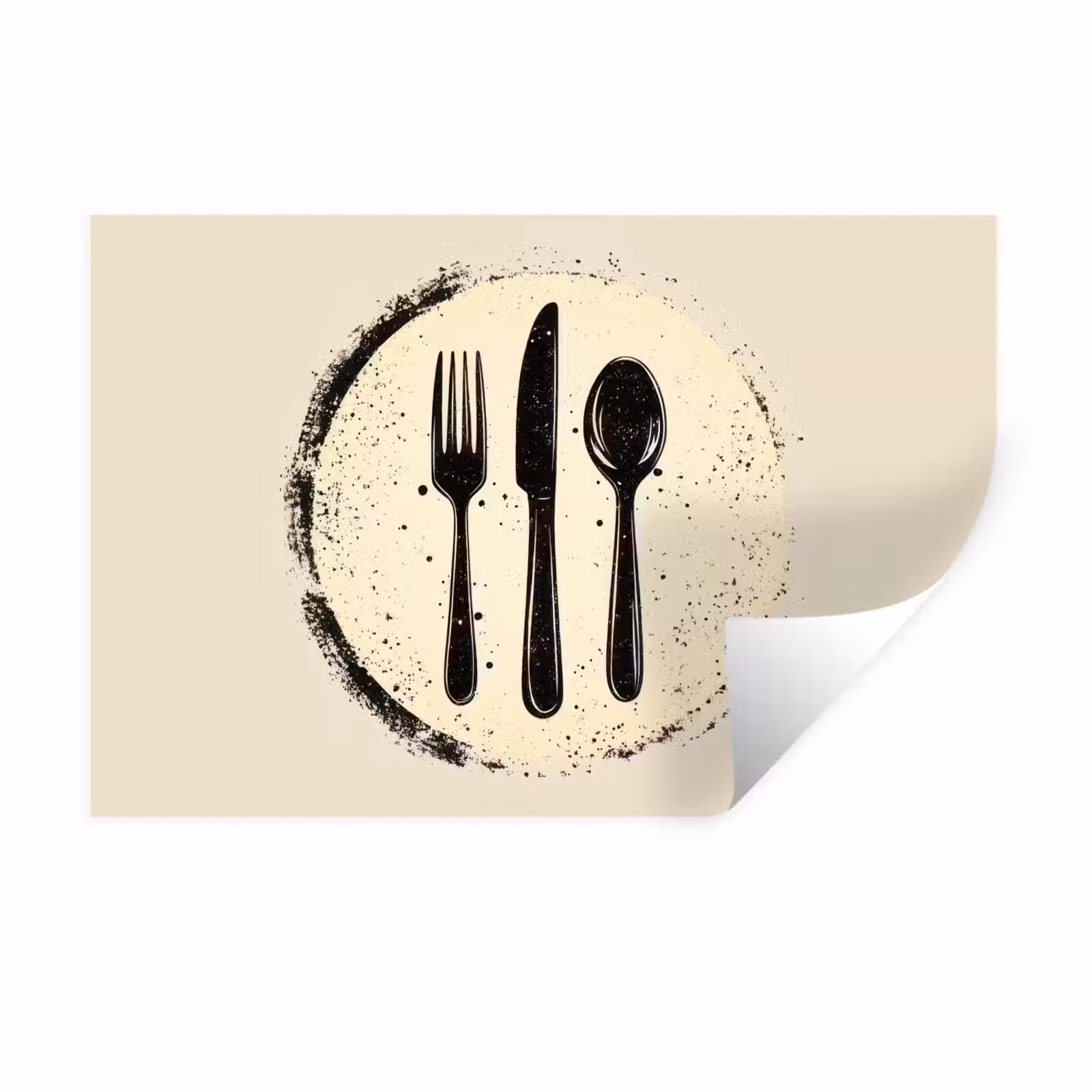 Muursticker - Zwart - Bestek - Rondje — 1