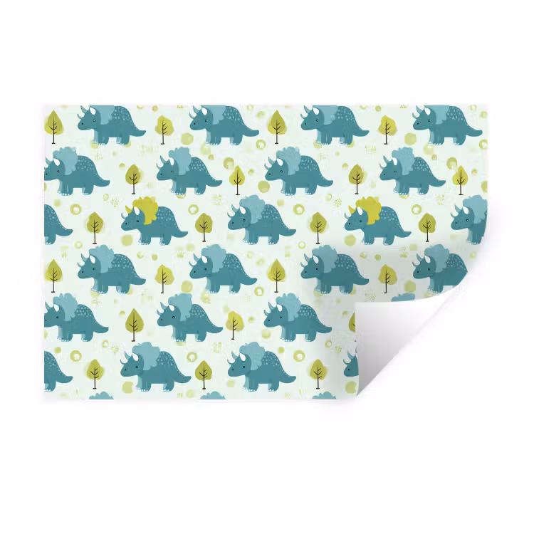 Muursticker - Triceratop - Blauw - Stippen - Boompjes — 1