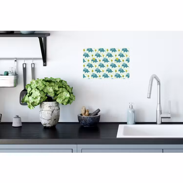 Muursticker - Triceratop - Blauw - Stippen - Boompjes — 2