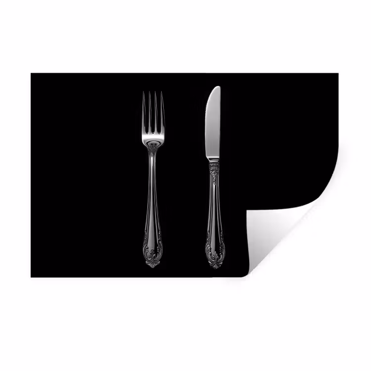 Muursticker - Vork - Mes - Zilver — 1