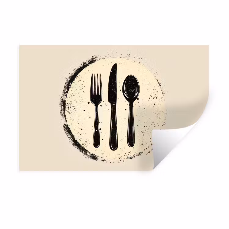 Muursticker - Zwart - Bestek - Rondje — 1