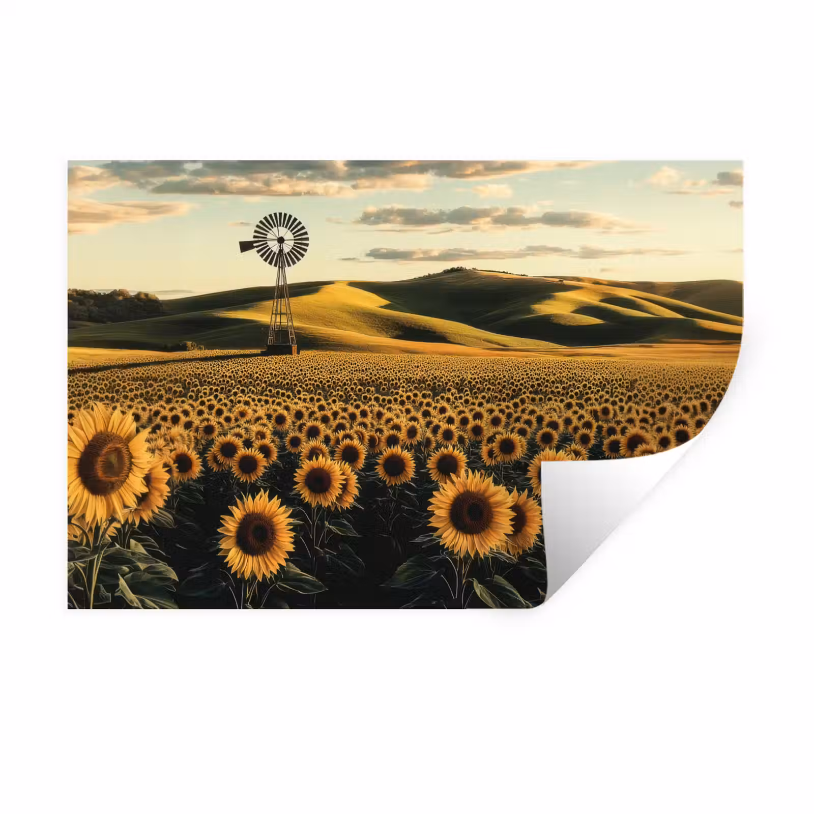 Muursticker - Zonnebloem - Veld - Windmolen — 1