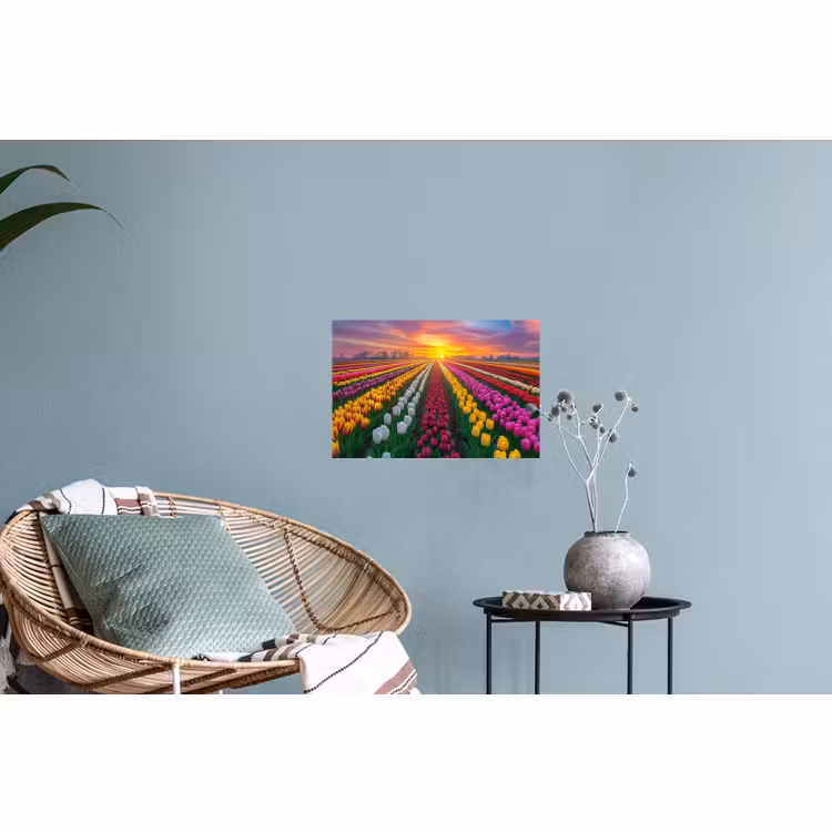 Muursticker - Tulpenveld - Zonsondergang - Kleurrijk — 4