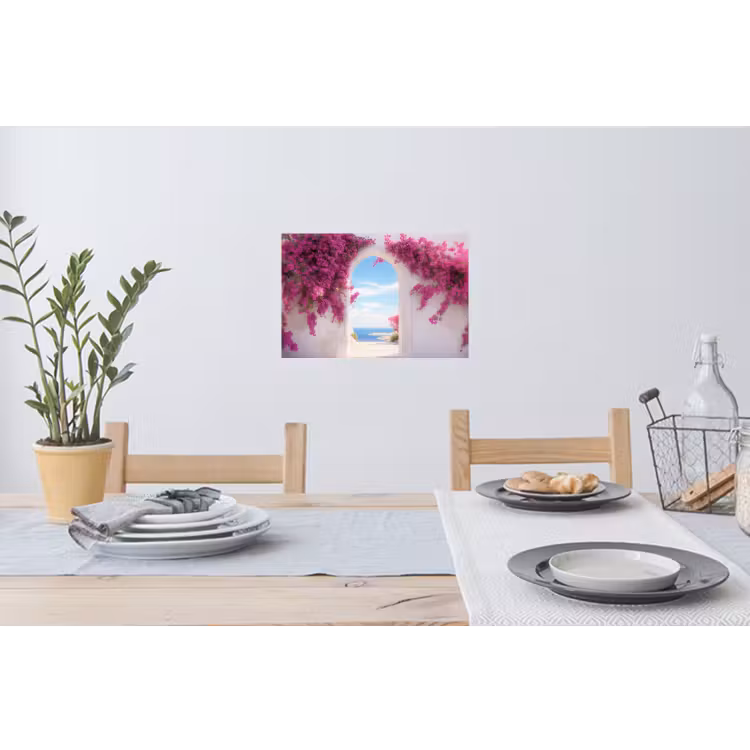 Muursticker - Zee - Roze - Bloemen - Poort — 3