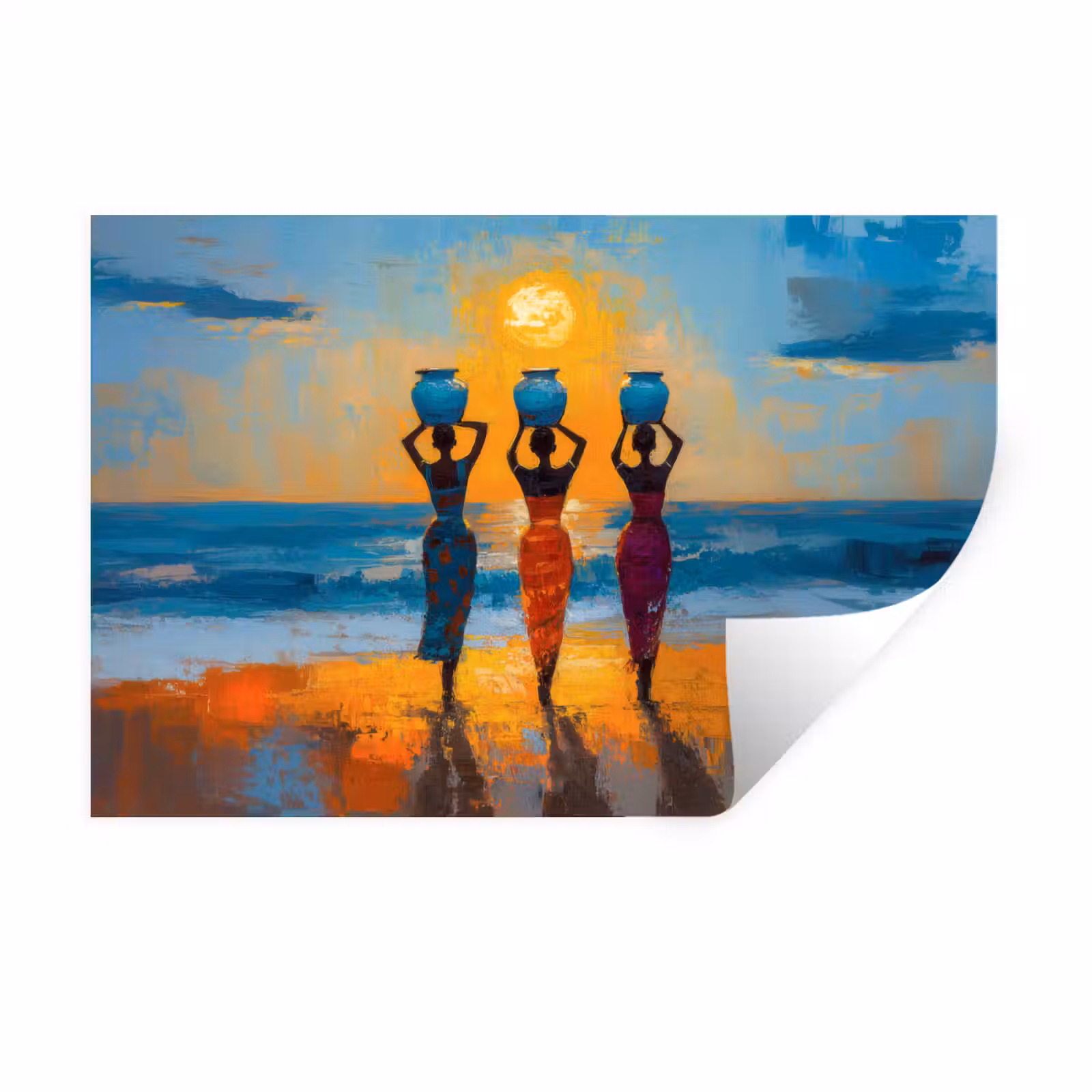Muursticker - Vrouwen - Strand - Zondsondergang — 1