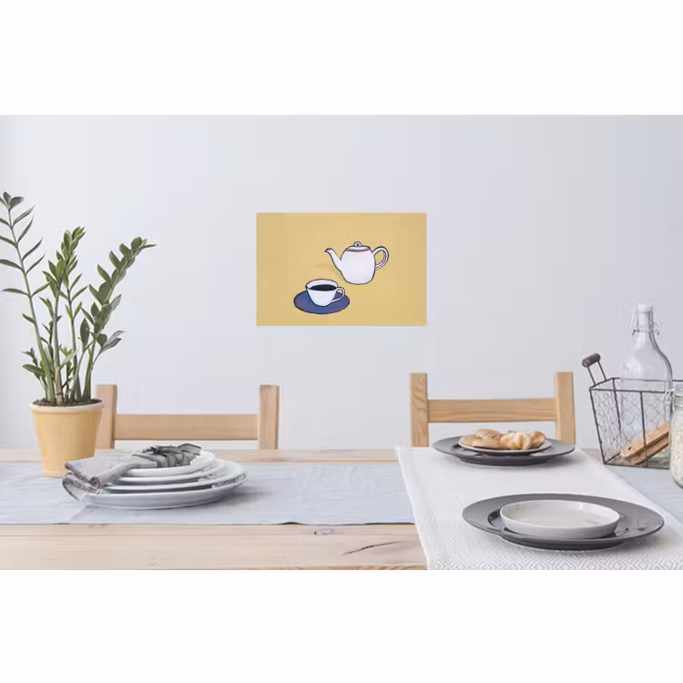 Muursticker - Theepot - Kopje - Beige - Illustratie — 3