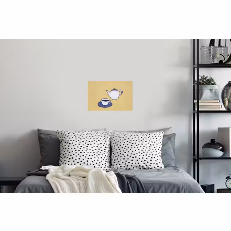 Muursticker - Theepot - Kopje - Beige - Illustratie — 5