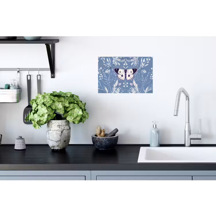 Muursticker - Vlinder - Bloemtakken - Lichtblauw — 2