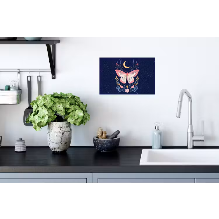Muursticker - Vlinder - Maan - Bloemen - Sterrenhemel — 2