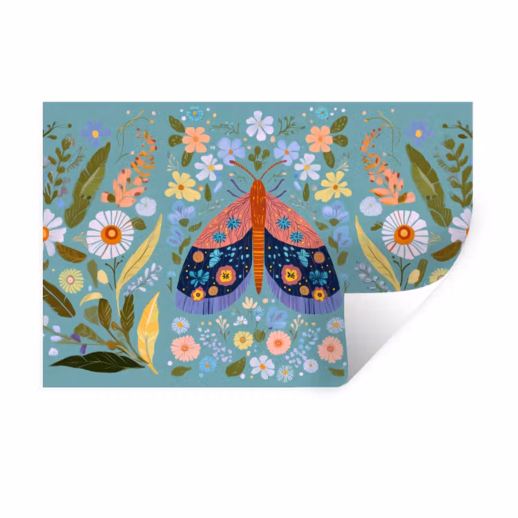 Muursticker - Vlinder - Sierlijk - Bloemen - Bladeren — 1