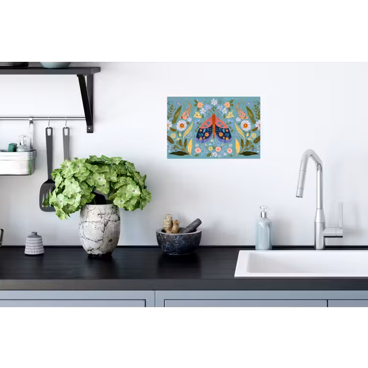 Muursticker - Vlinder - Sierlijk - Bloemen - Bladeren — 2