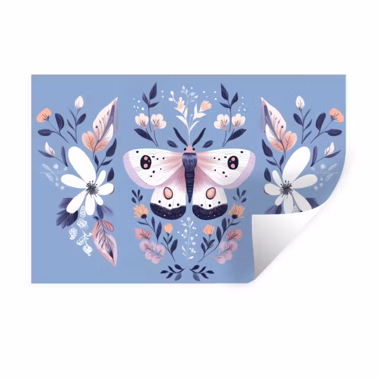 Muursticker - Vlinder - Vleugels - Stippen - Bloemen — 1