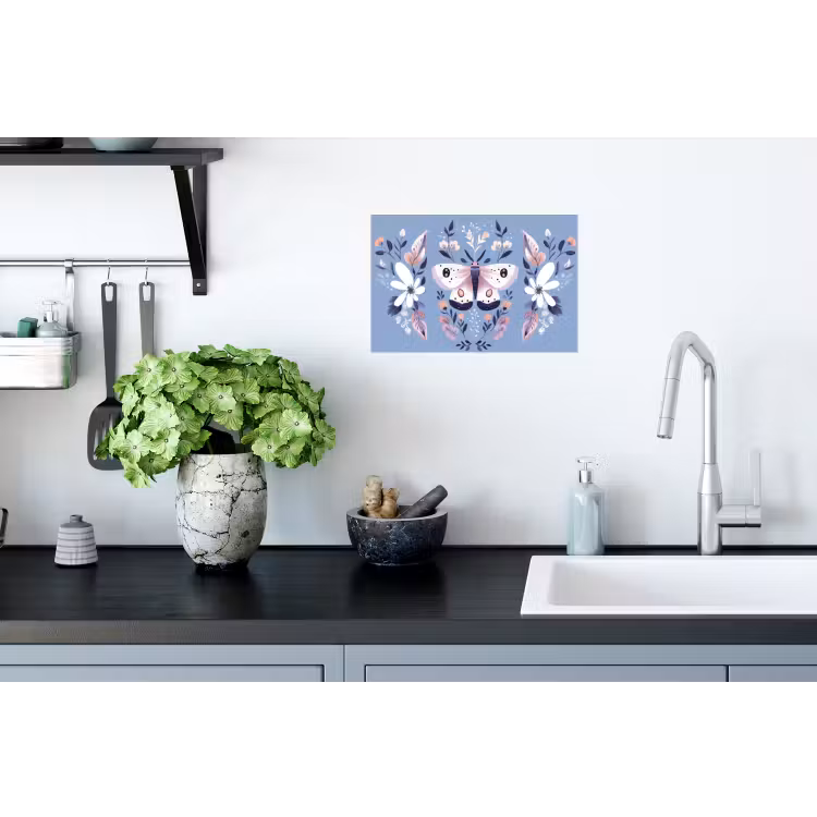Muursticker - Vlinder - Vleugels - Stippen - Bloemen — 2