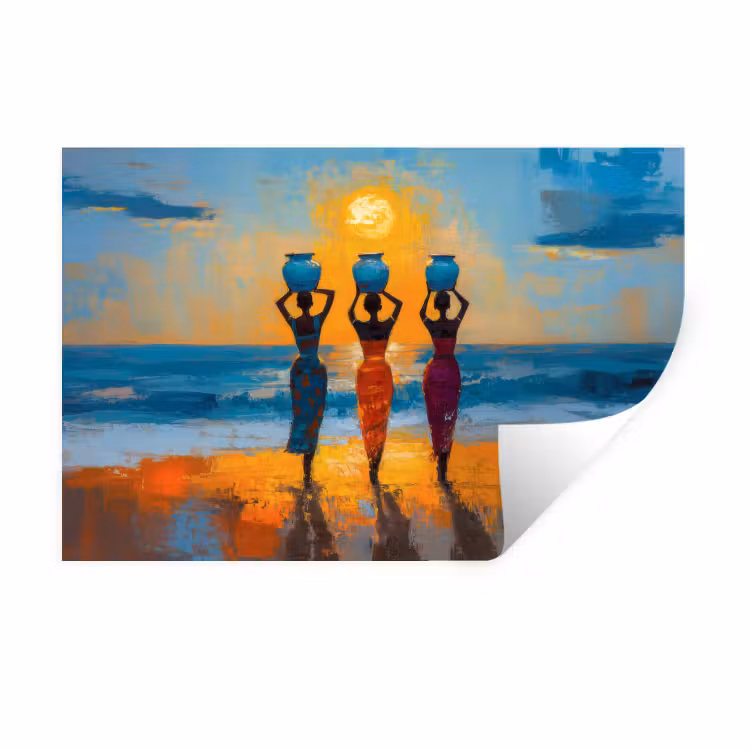 Muursticker - Vrouwen - Strand - Zondsondergang — 1