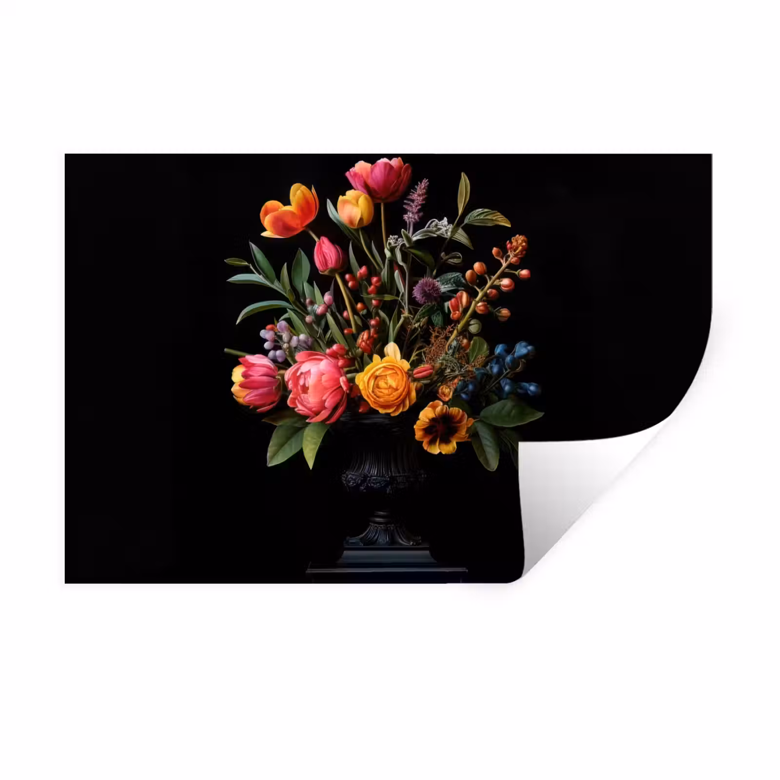 Muursticker - Tulpen - Bessen - Boeket - Vaas — 1