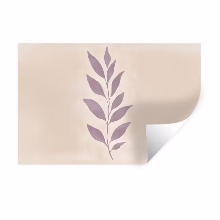 Muursticker - Tak - Bladeren - Minimalistisch - Beige — 1