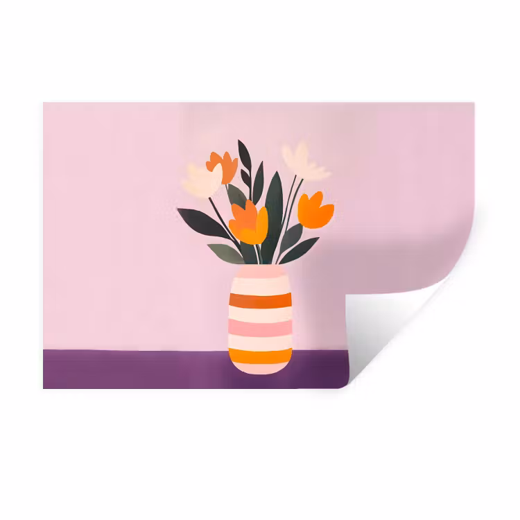 Muursticker - Tulpen - Vaas - Strepen - Paars — 1